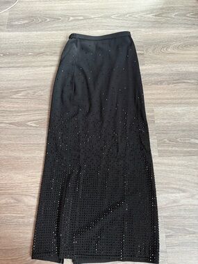 Sandro Black Maxi Skirt with Crystal Embellishment